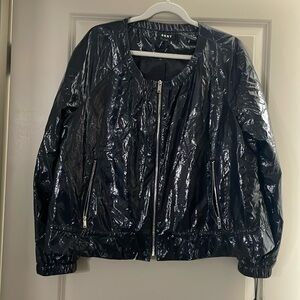 DKNY Womens Lightweight Faux Leather Bomber Jacket